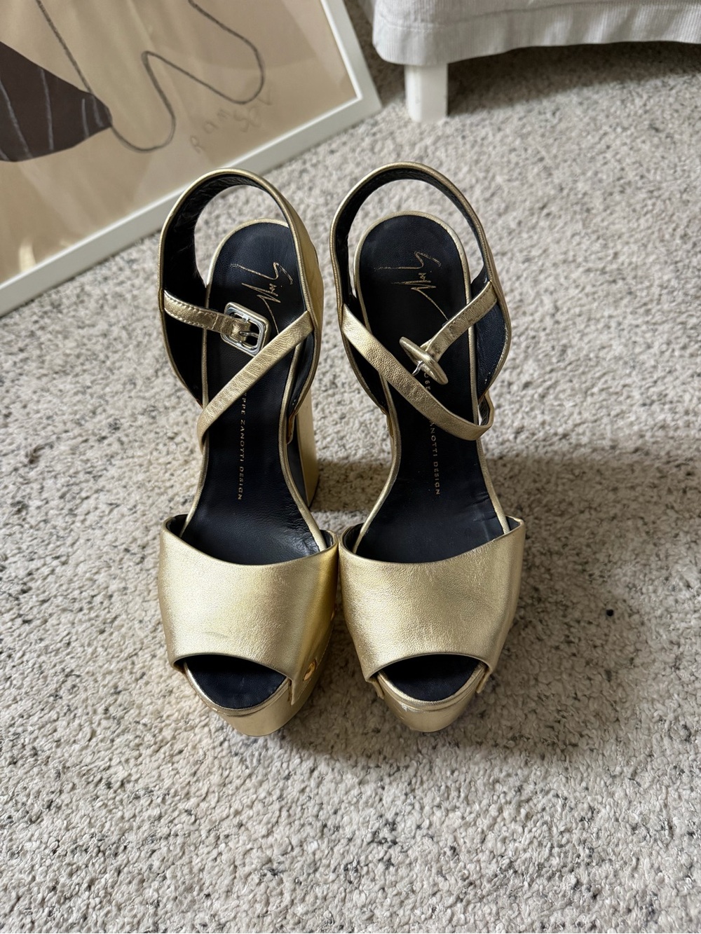 Giuseppe Zanotti Metallic Gold Leather Platform Sandals